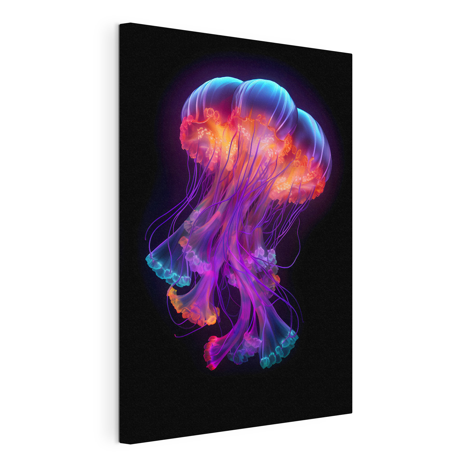 A colorful jellyfish with many tentacles A colorful jellyfish with many tentacles