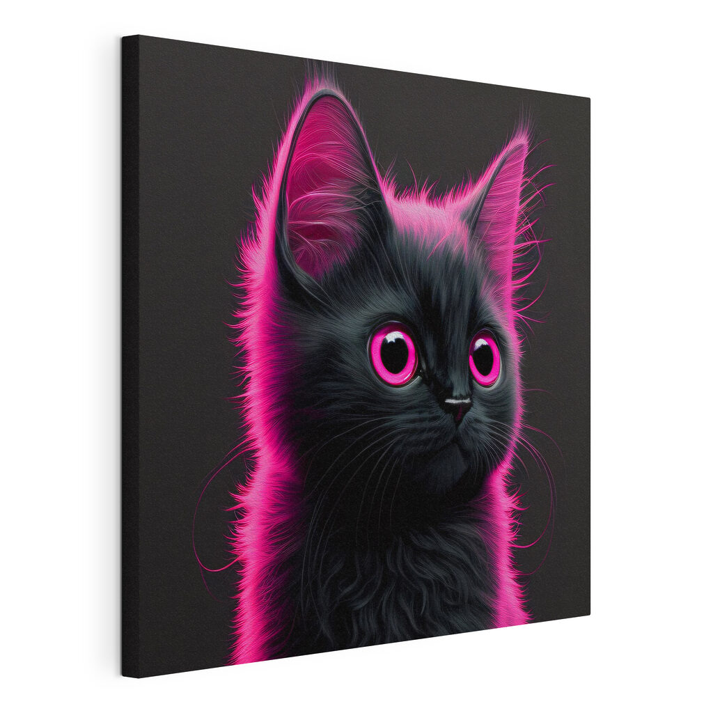 Black cat with pink hair