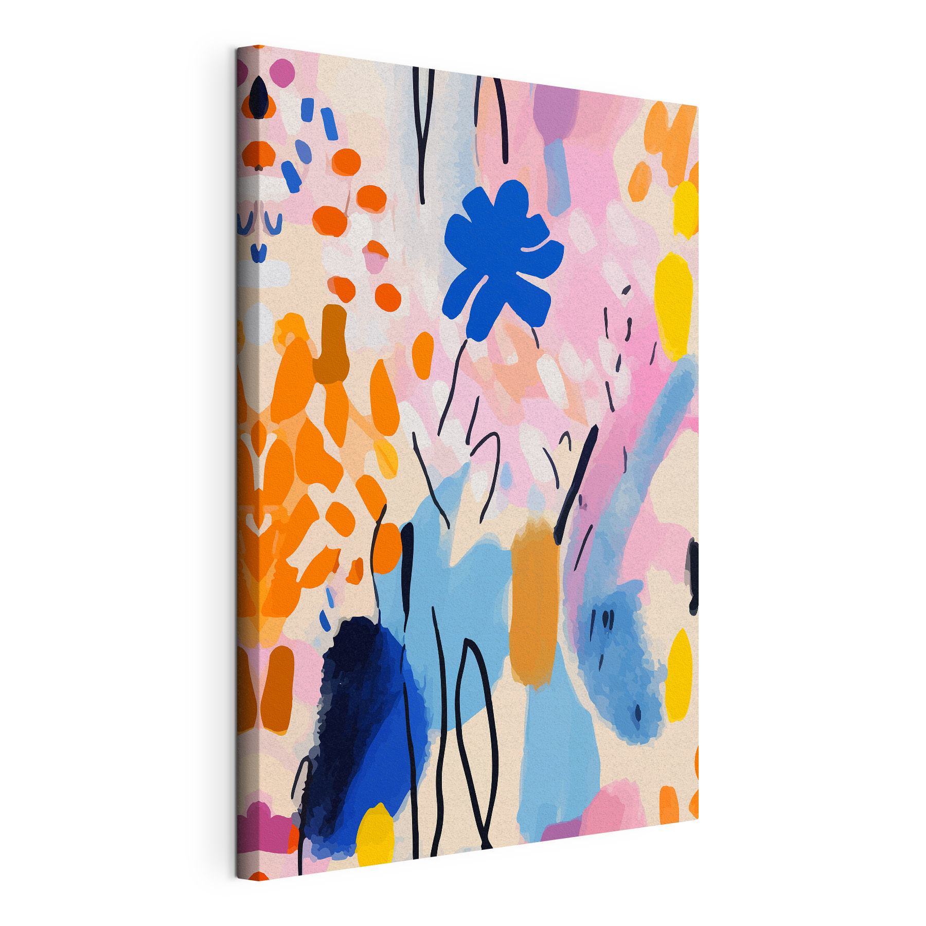 A colorful painting of flowers and leaves A colorful painting of flowers and leaves