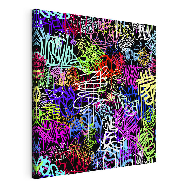 Kolorowe graffiti na czarnym tle Obraz Kolorowe graffiti na czarnym tle