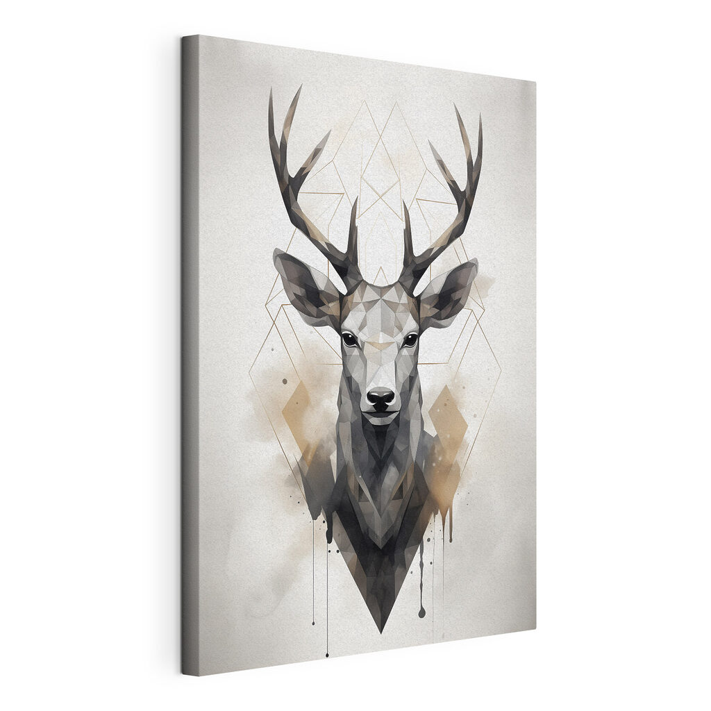 A deer with antlers and a geometric pattern