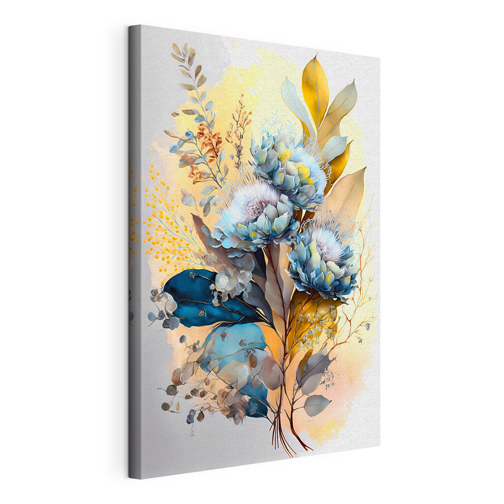 A painting of flowers and leaves A painting of flowers and leaves