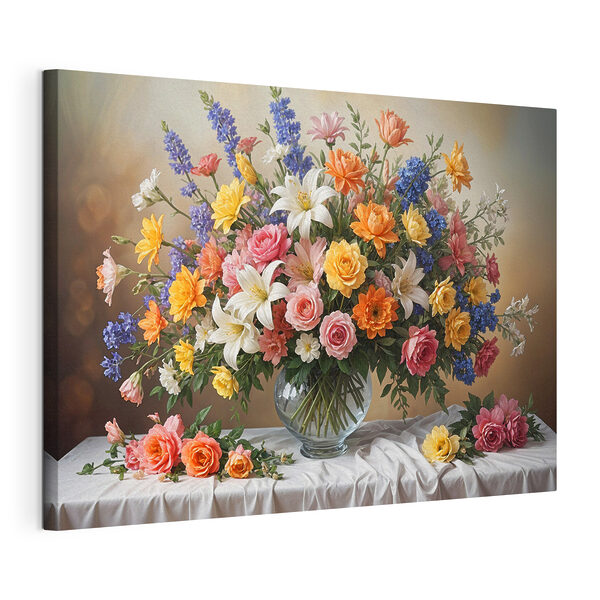 A vase of flowers on a table