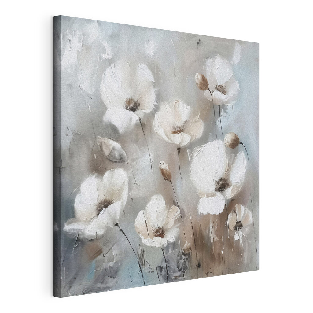 A painting of white flowers
