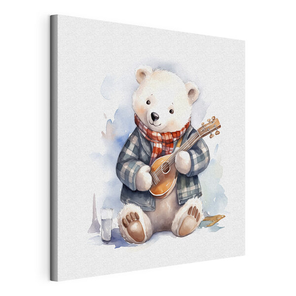 A watercolor of a teddy bear playing a guitar A watercolor of a teddy bear playing a guitar