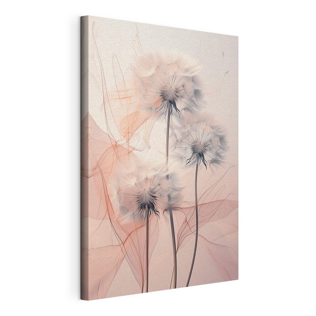 A group of dandelions with white and orange lines A group of dandelions with white and orange lines