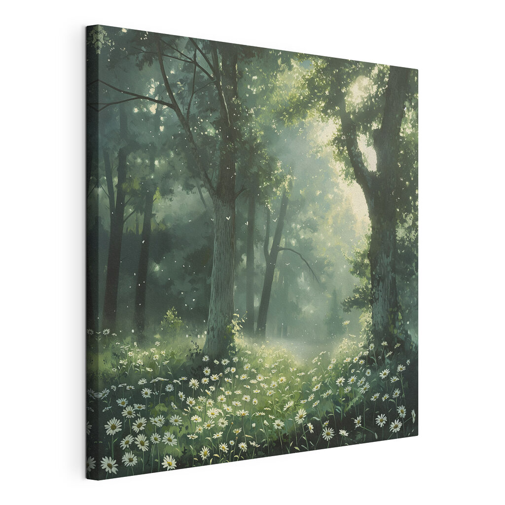 Forest with trees and flowers Forest with trees and flowers