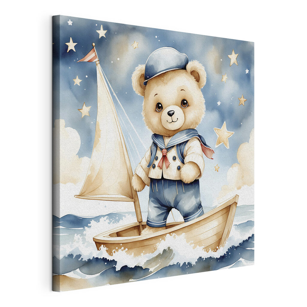 Teddy bear in a sailor outfit on a boat Teddy bear in a sailor outfit on a boat
