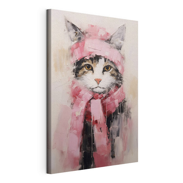 Painting of a cat wearing a scarf Painting of a cat wearing a scarf