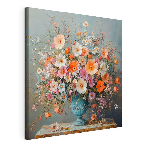 Vase of flowers on a stone surface Vase of flowers on a stone surface