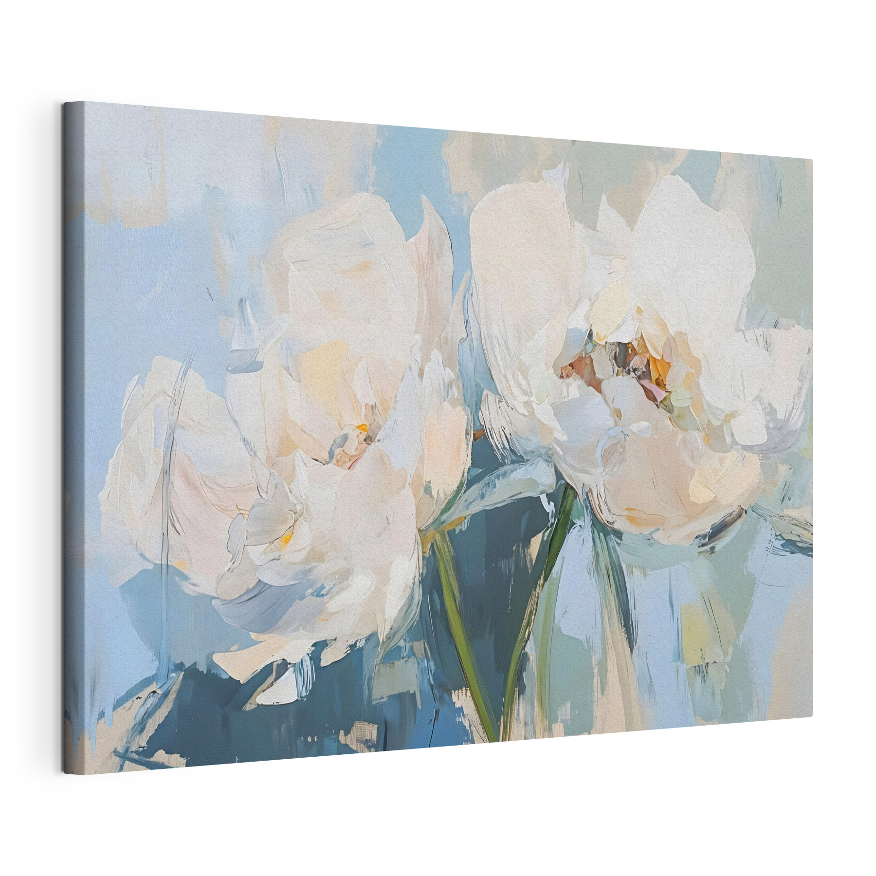 Painting of flowers on a blue background