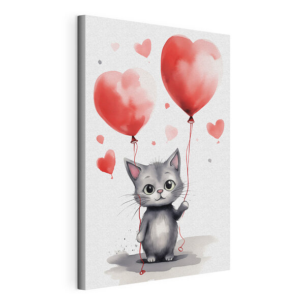 Kot trzymający balony Obraz Kot trzymający balony