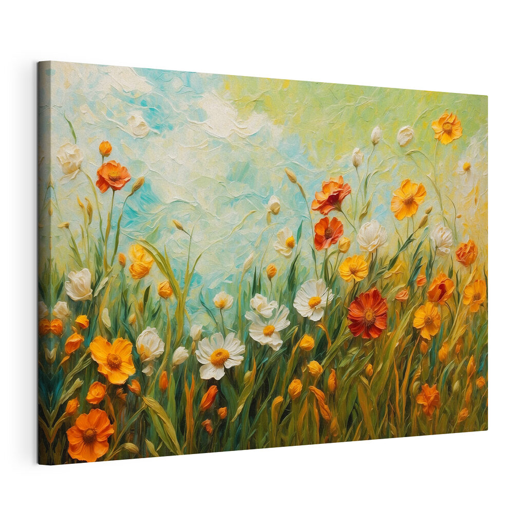 Painting of flowers in a field