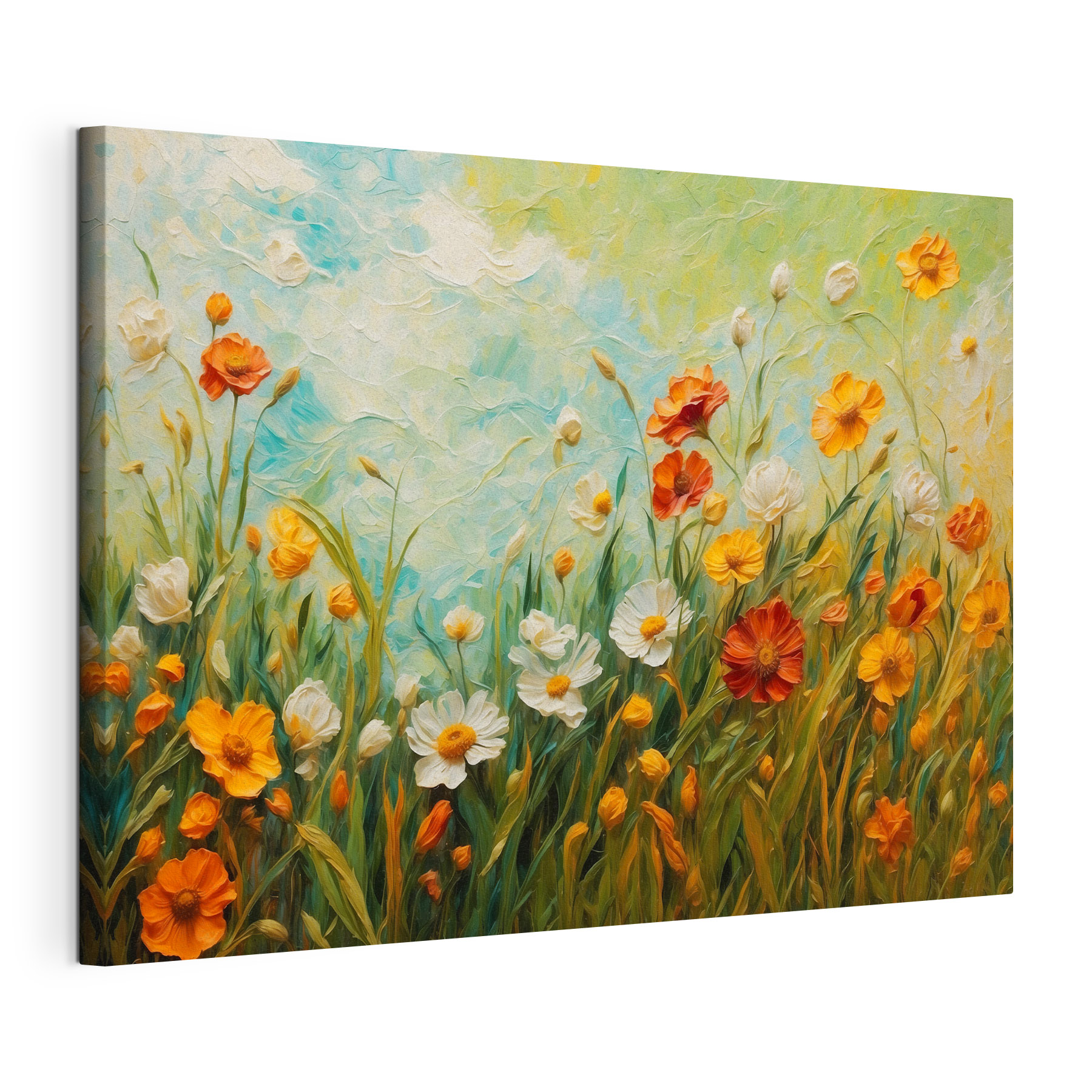 Painting of flowers in a field