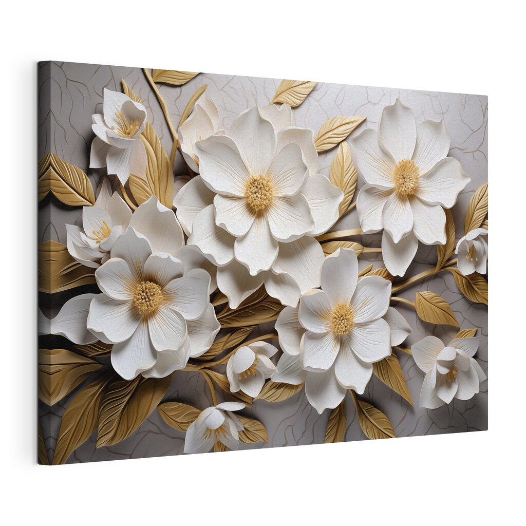 Group of white flowers and leaves