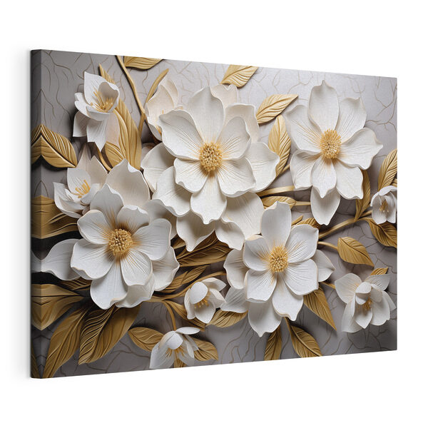 Group of white flowers and leaves