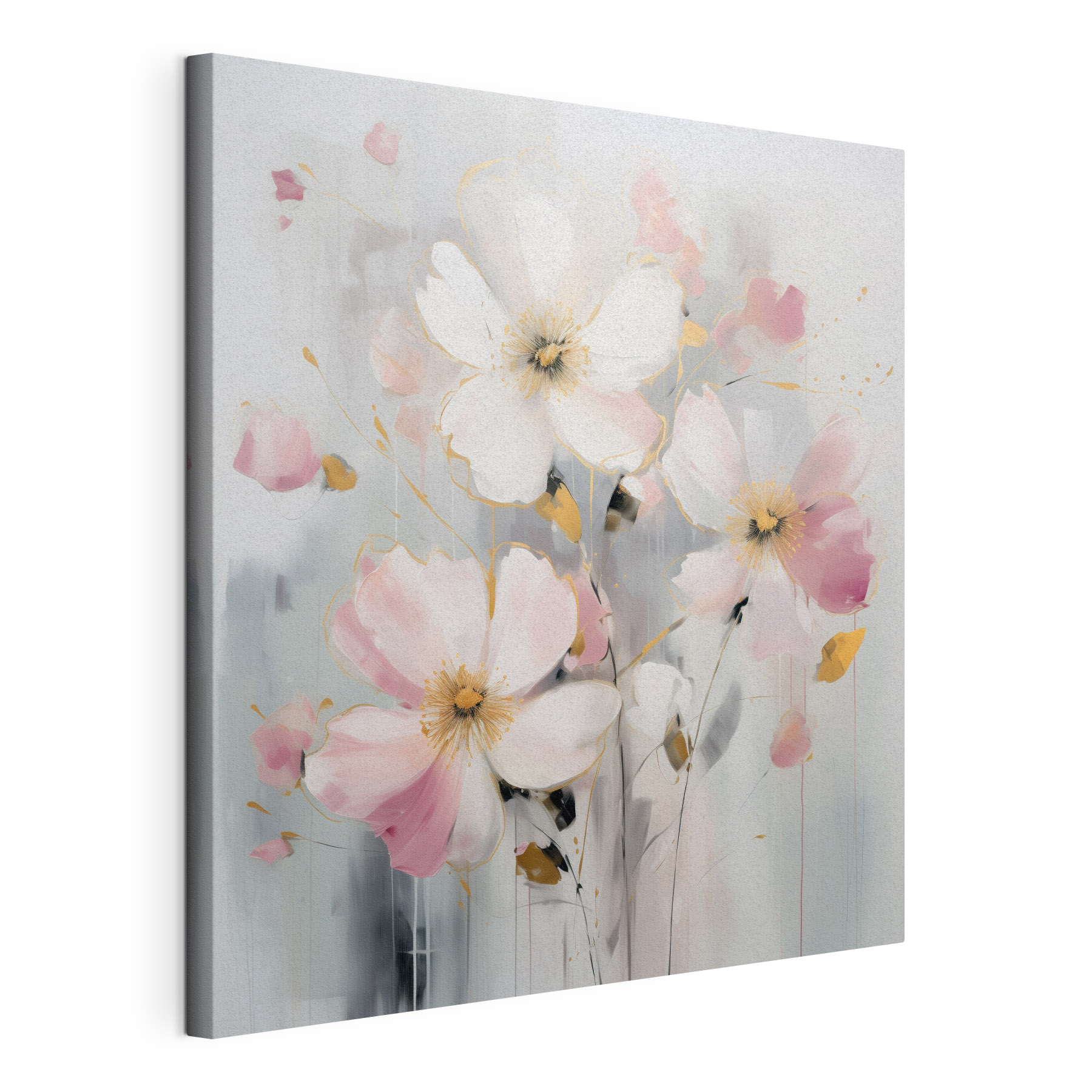 Painting of flowers on a grey background Painting of flowers on a grey background