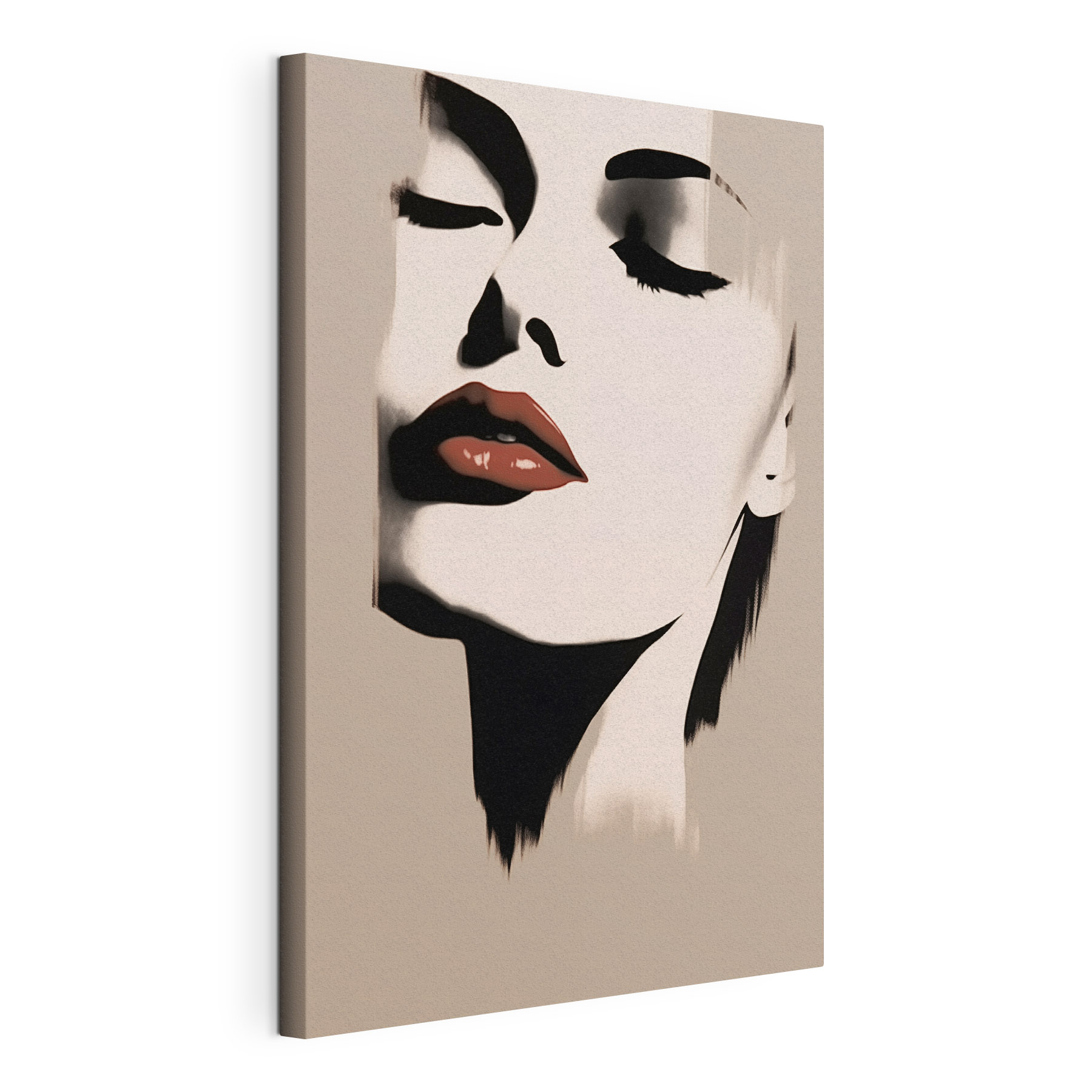 Woman's face with red lipstick Woman's face with red lipstick