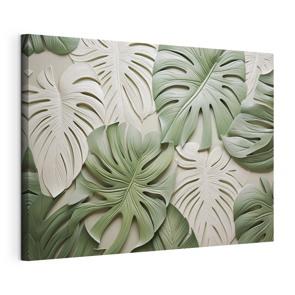 Group of green and white leaves
