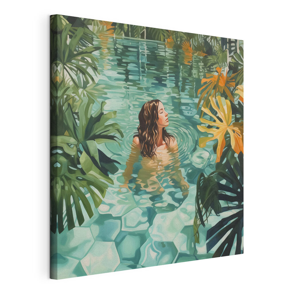 Woman in a pool surrounded by plants Woman in a pool surrounded by plants