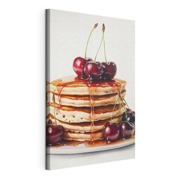 Stack of pancakes with cherries on top Stack of pancakes with cherries on top