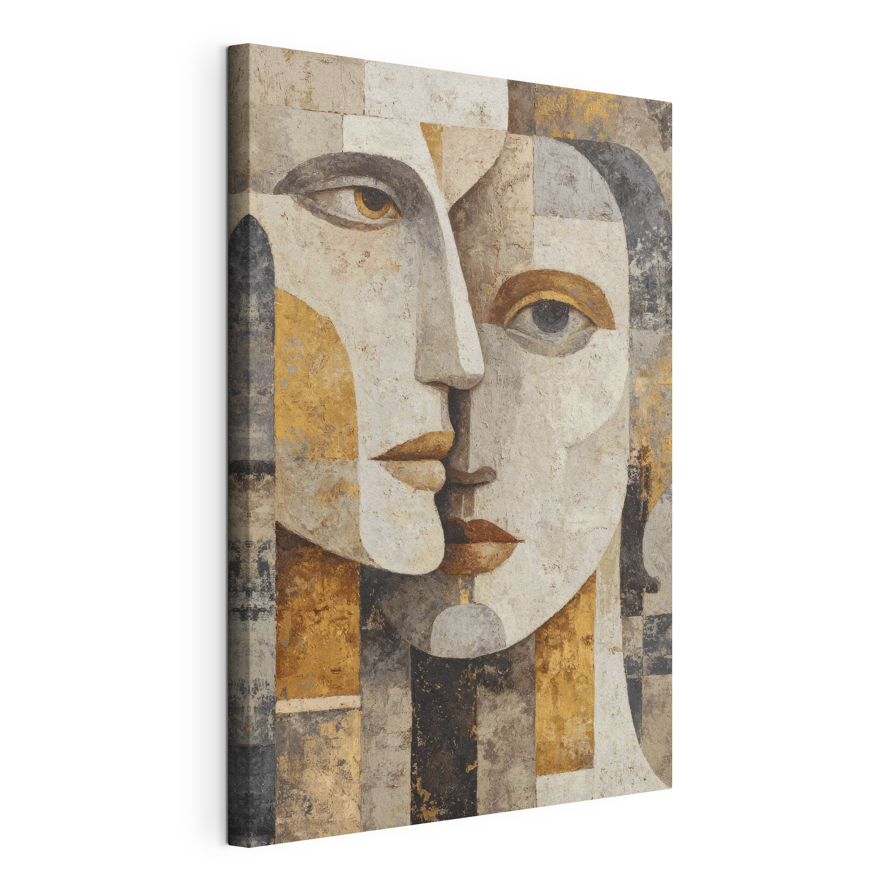 Painting of a face and a woman's face