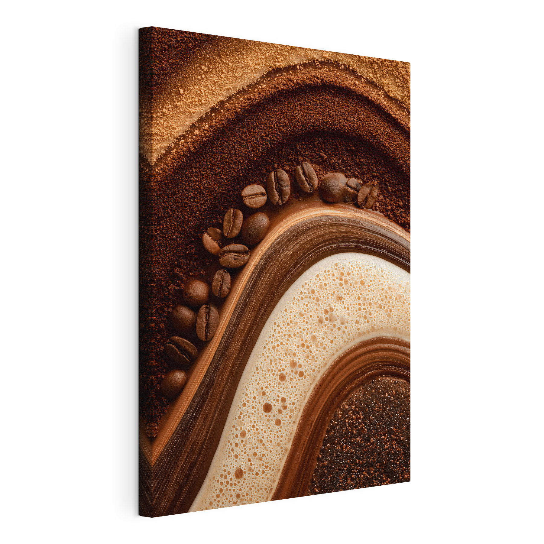 Coffee beans and powder on a surface