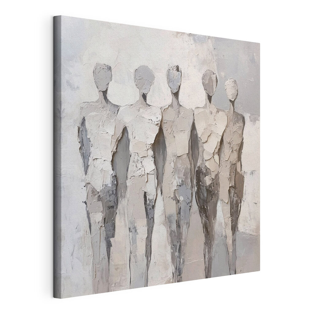 Group of people painted in white
