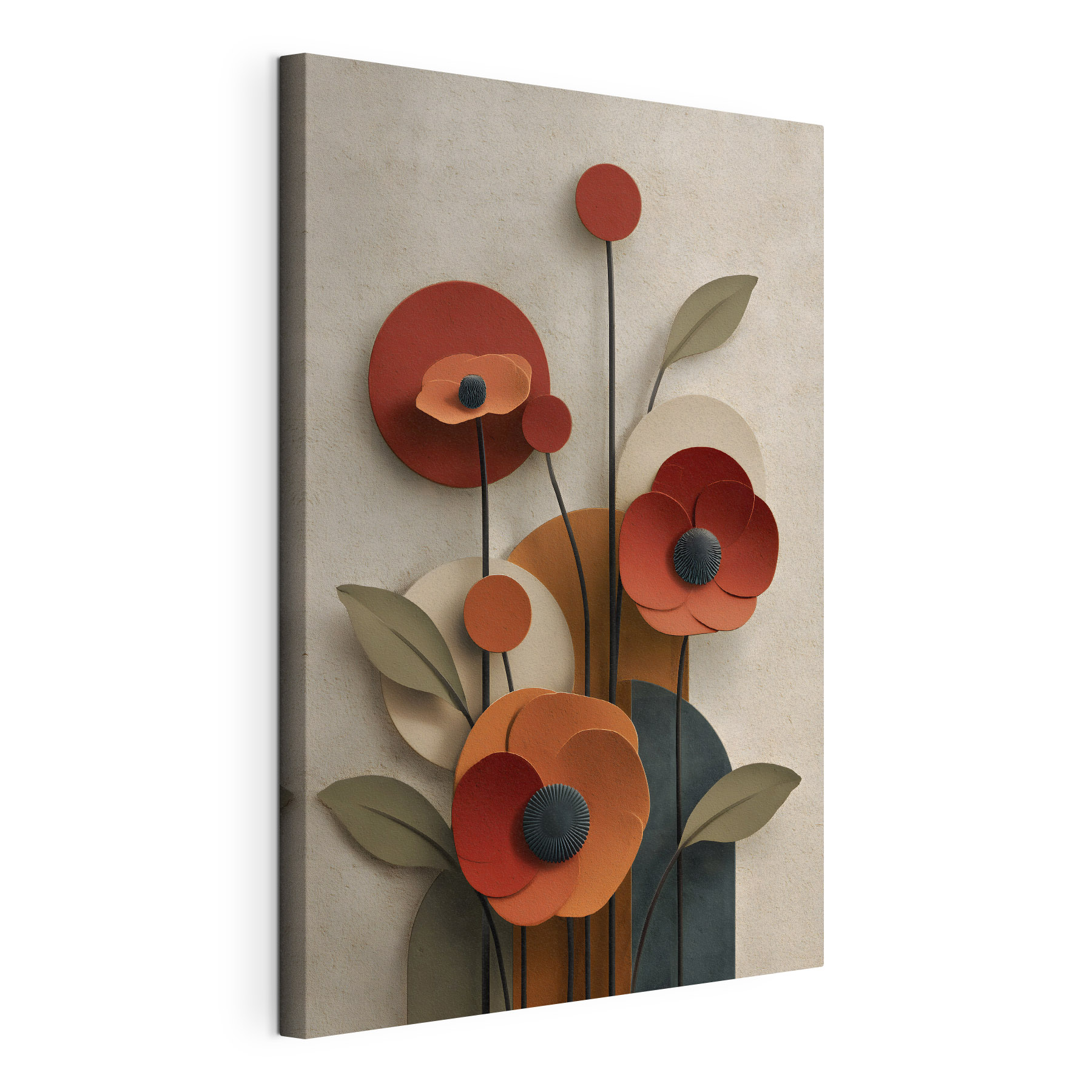 Wall art with flowers and leaves