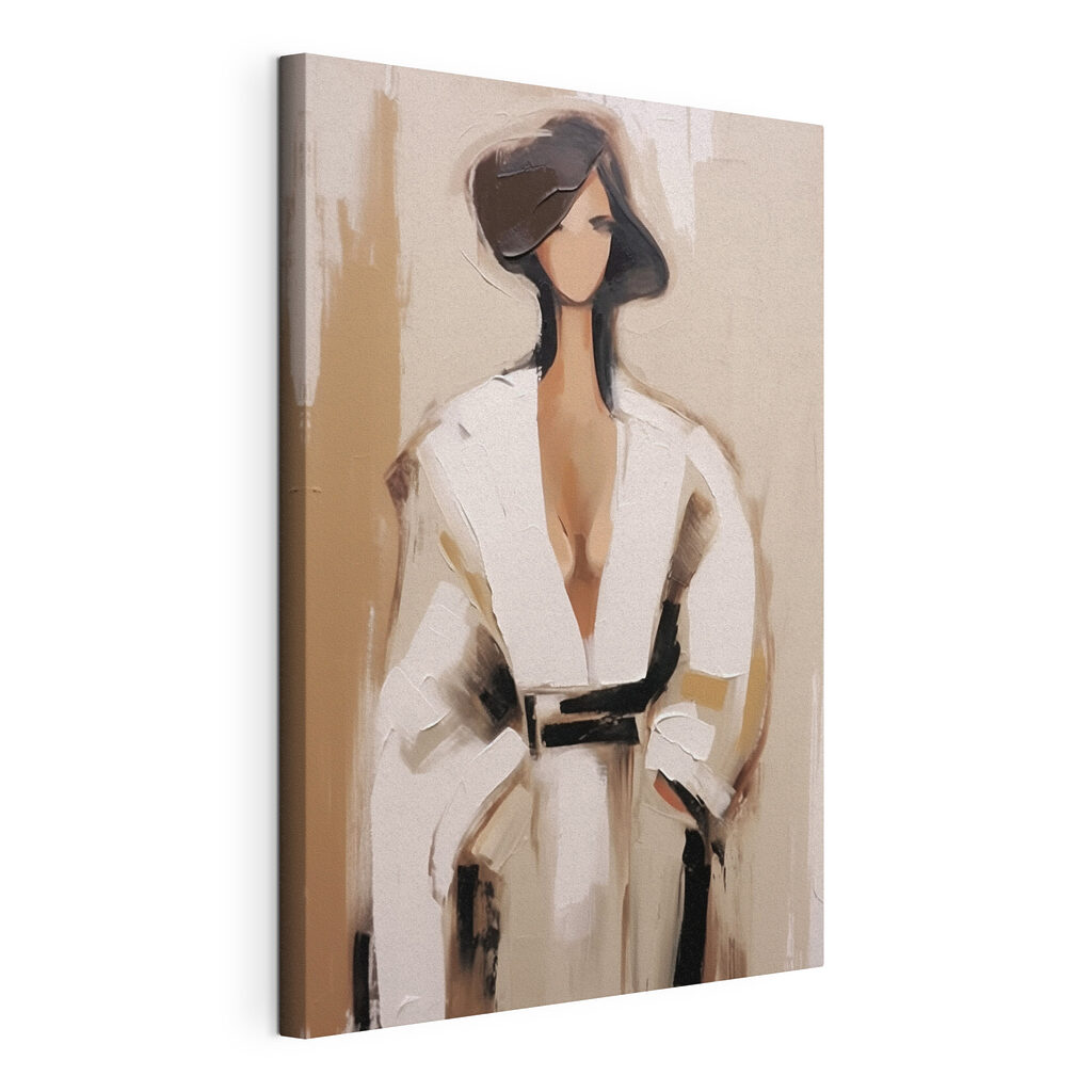 Painting of a woman in a white robe Painting of a woman in a white robe