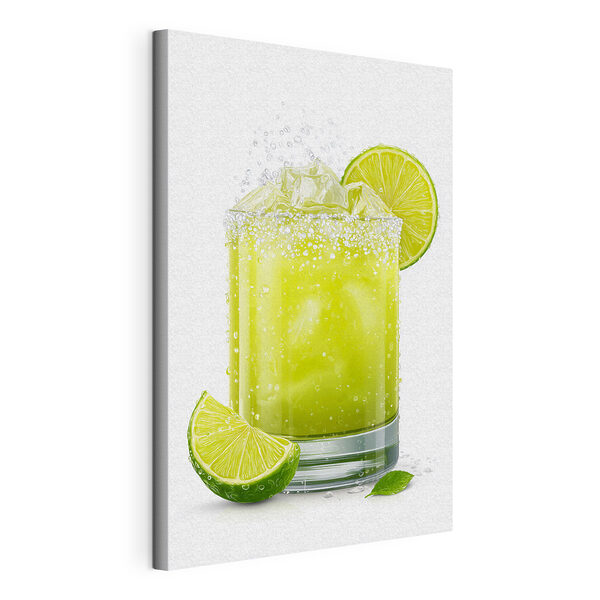 Szklanka soku z limonki z lodem i plasterkami limonki Obraz Szklanka soku z limonki z lodem i plasterkami limonki