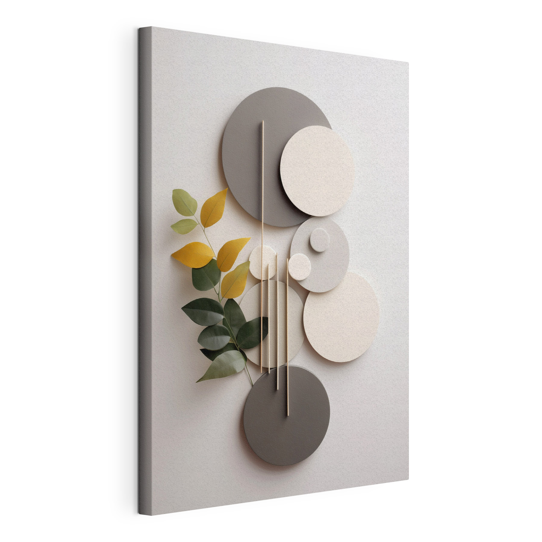 Wall art with circles and leaves Wall art with circles and leaves