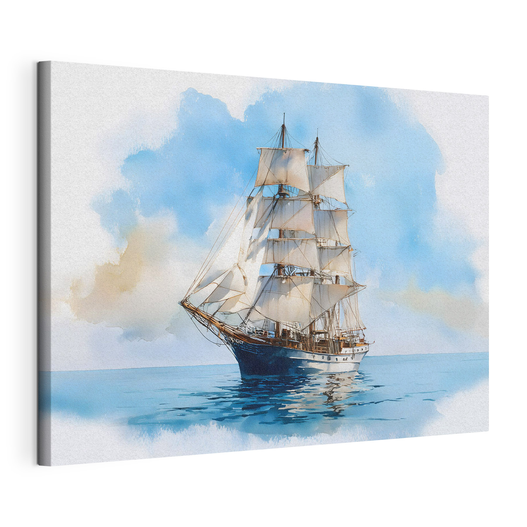 Watercolor of a ship in the ocean