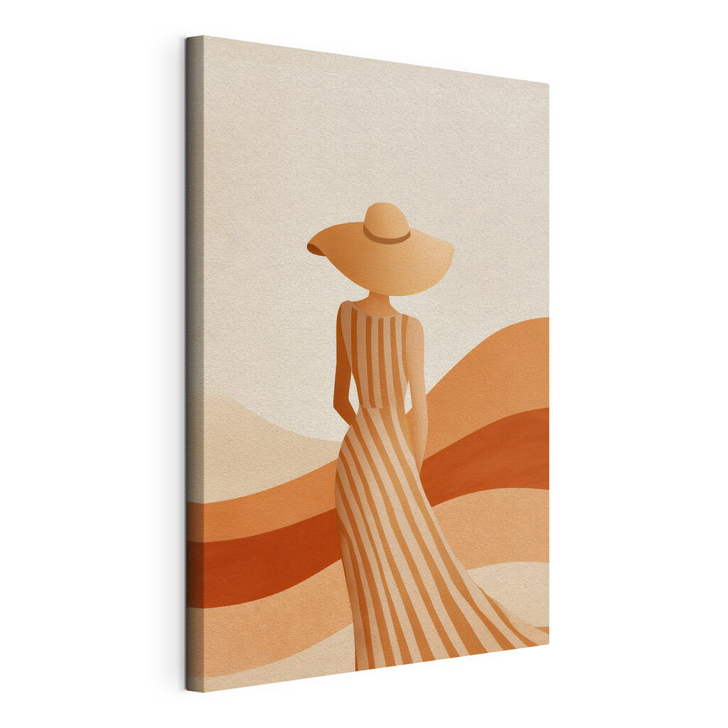 Woman wearing a hat and dress