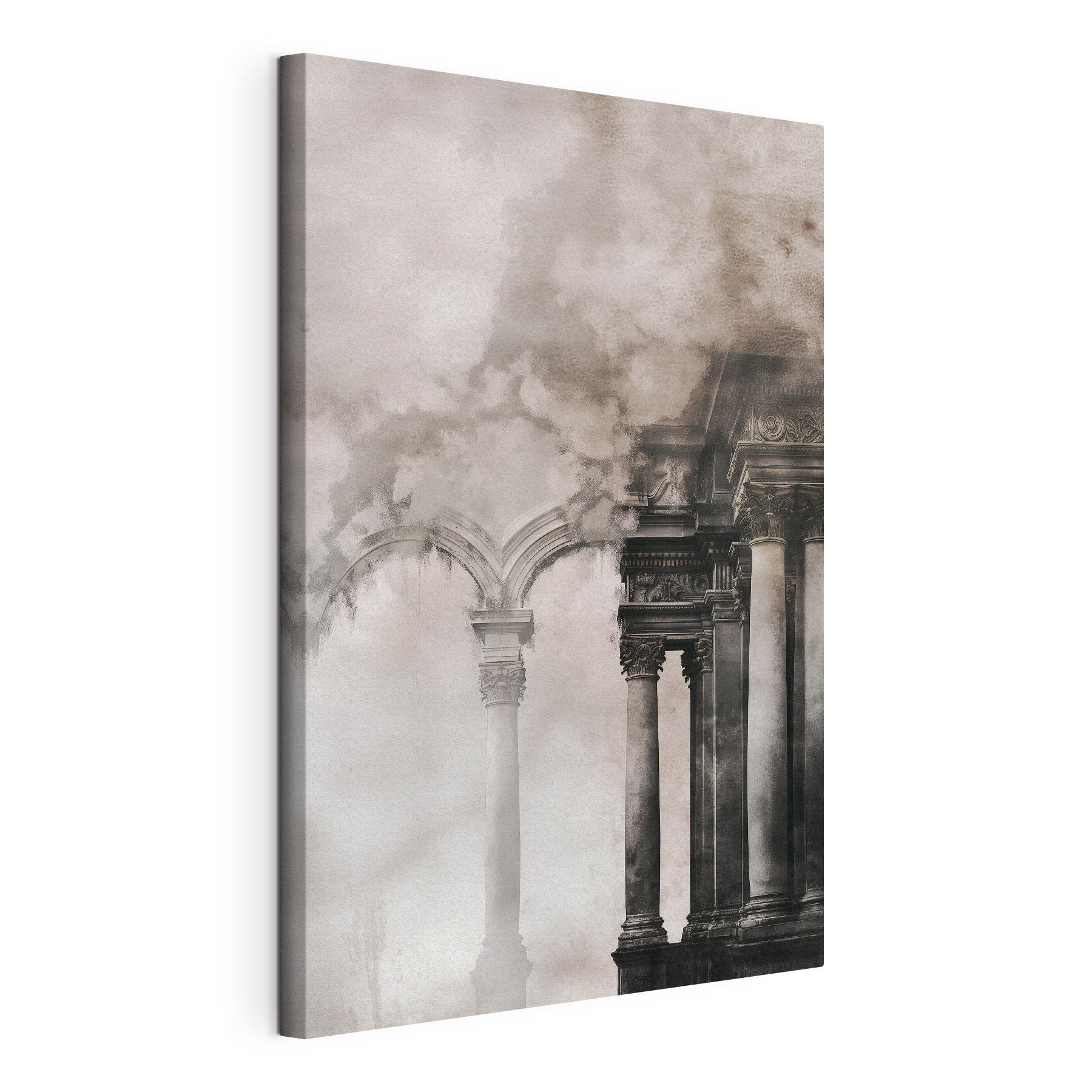 Building with columns and smoke Building with columns and smoke