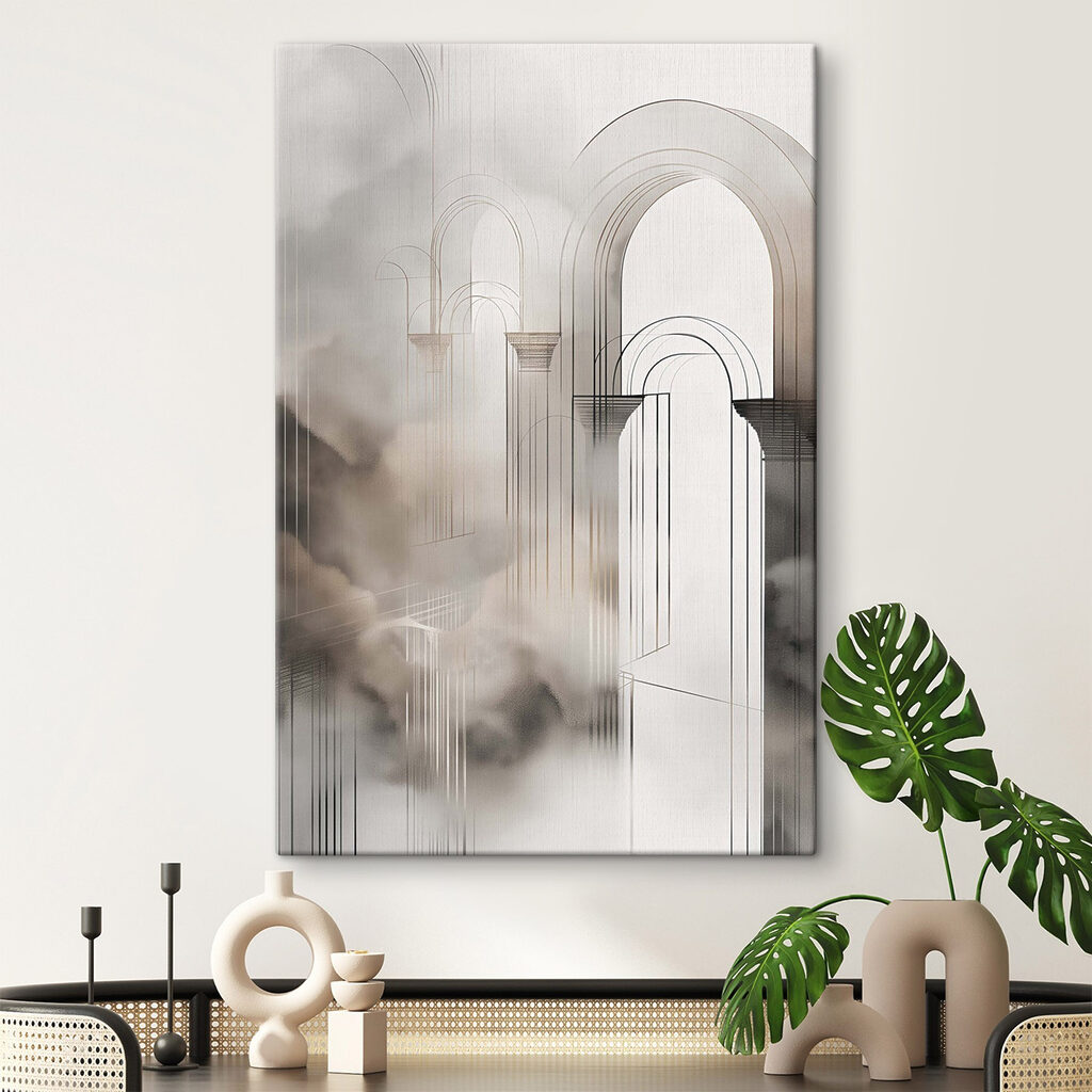 Drawing of a building with arches and clouds Drawing of a building with arches and clouds
