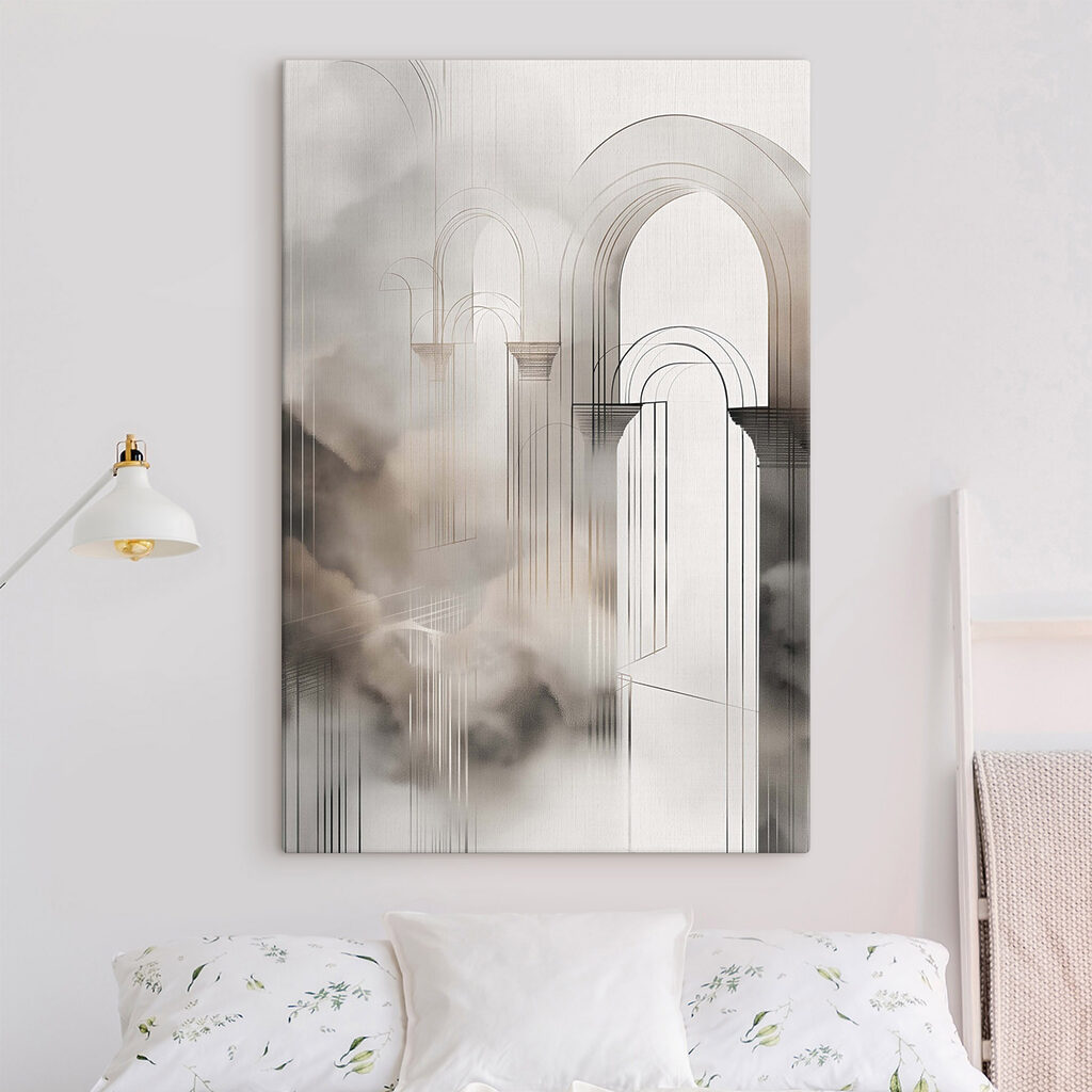 Drawing of a building with arches and clouds Drawing of a building with arches and clouds