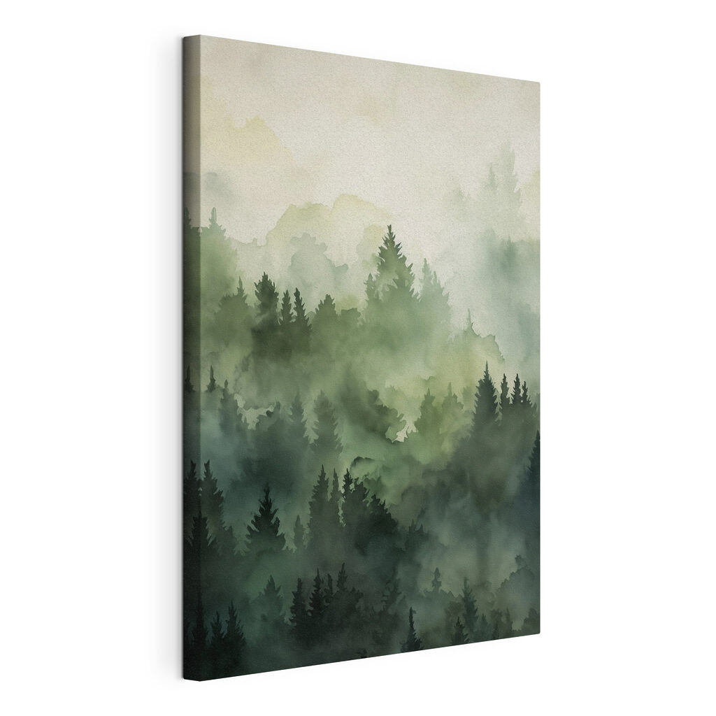 Foggy forest with trees Foggy forest with trees
