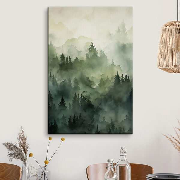 Foggy forest with trees Foggy forest with trees