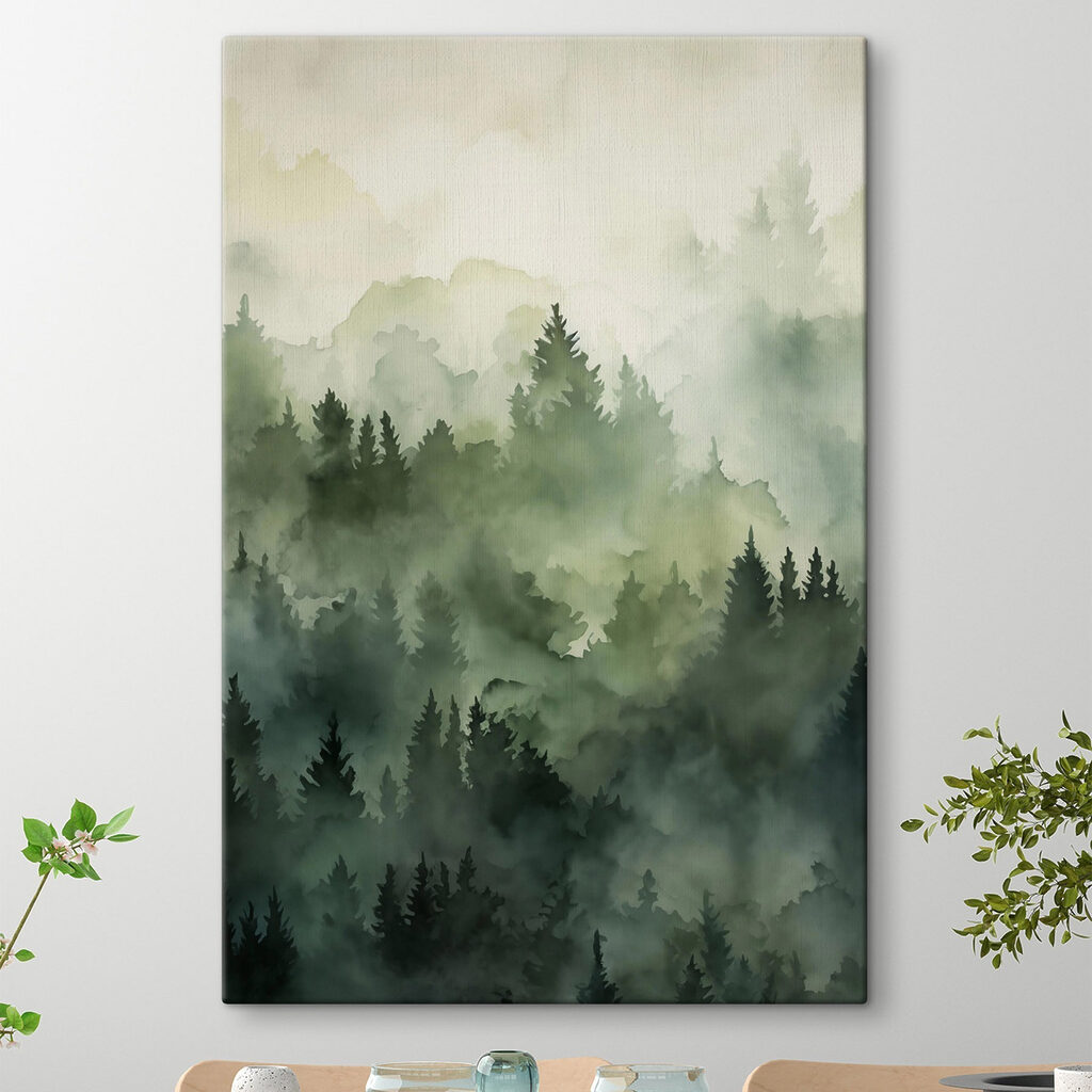 Foggy forest with trees Foggy forest with trees