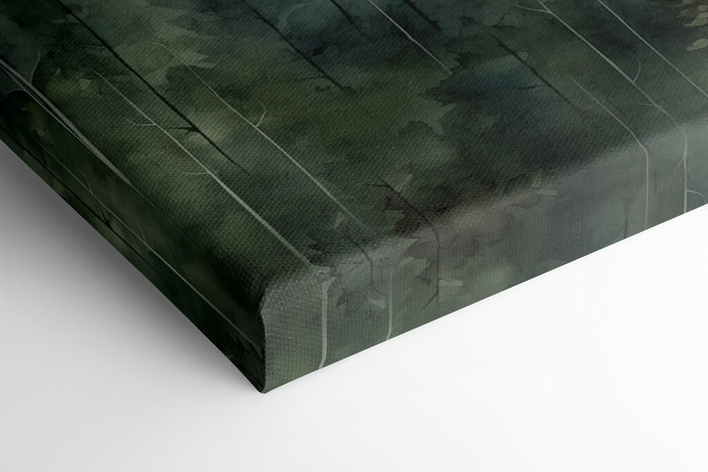 Painting of trees in the fog