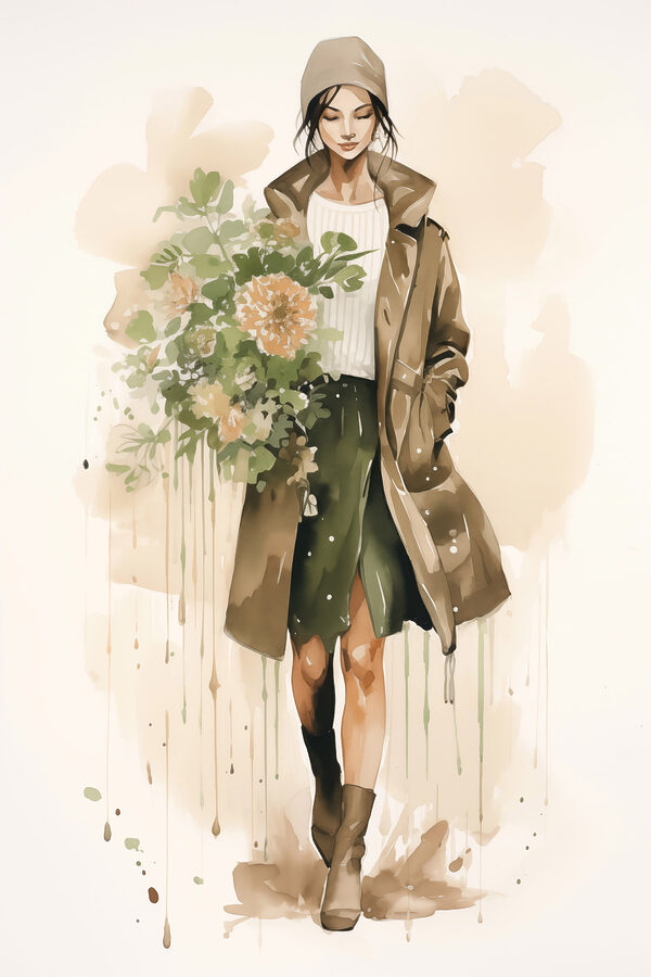 Woman holding a bouquet of flowers Woman holding a bouquet of flowers