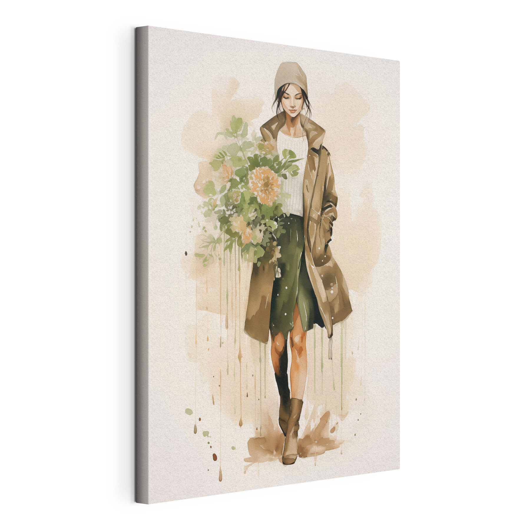 Woman holding a bouquet of flowers Woman holding a bouquet of flowers