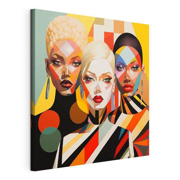 Group of women with different colored faces Group of women with different colored faces