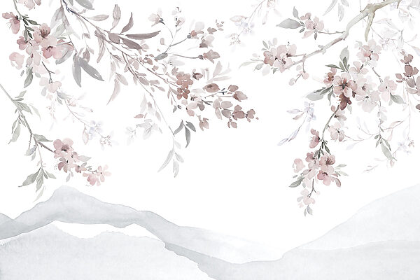 Painting of flowers on a white background Painting of flowers on a white background