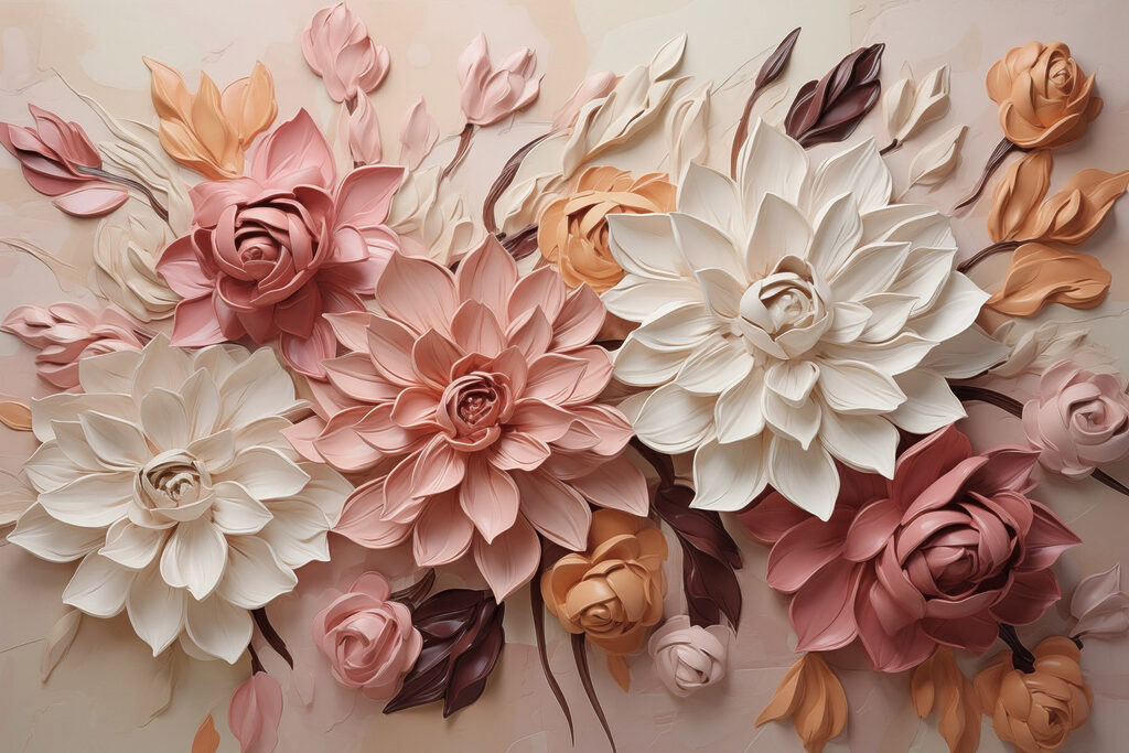 Group of flowers on a wall