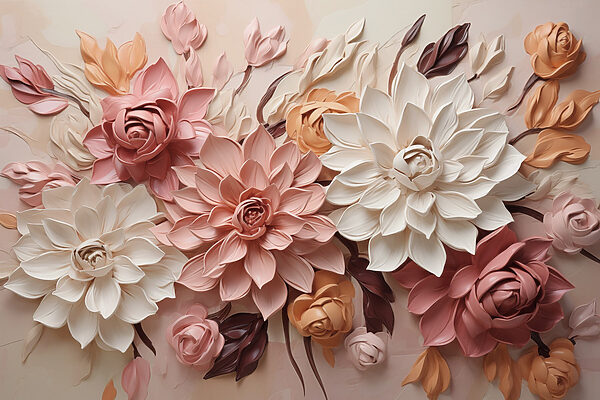 Group of flowers on a wall