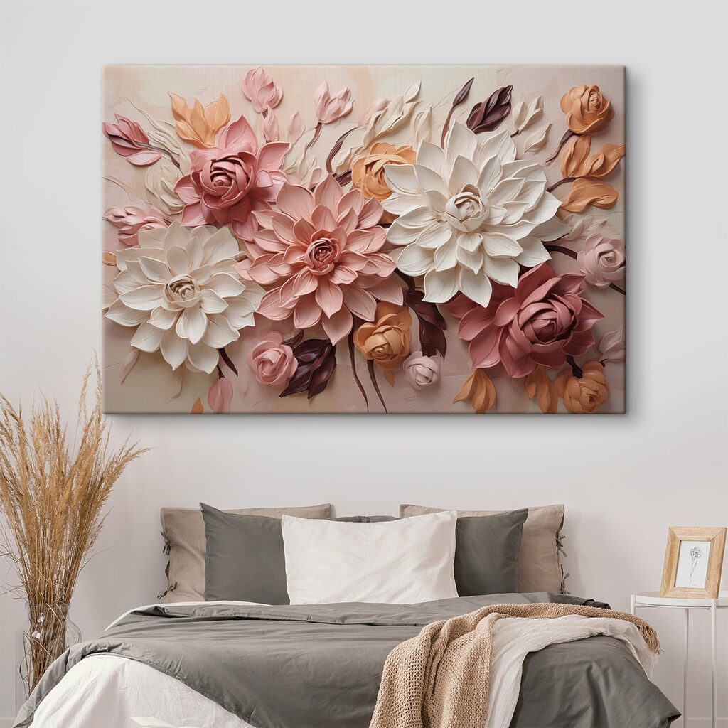 Group of flowers on a wall