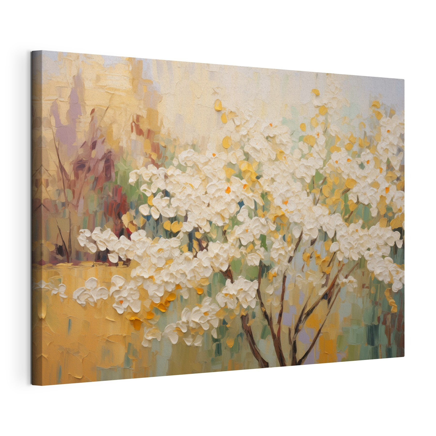Painting of a tree with white flowers Painting of a tree with white flowers