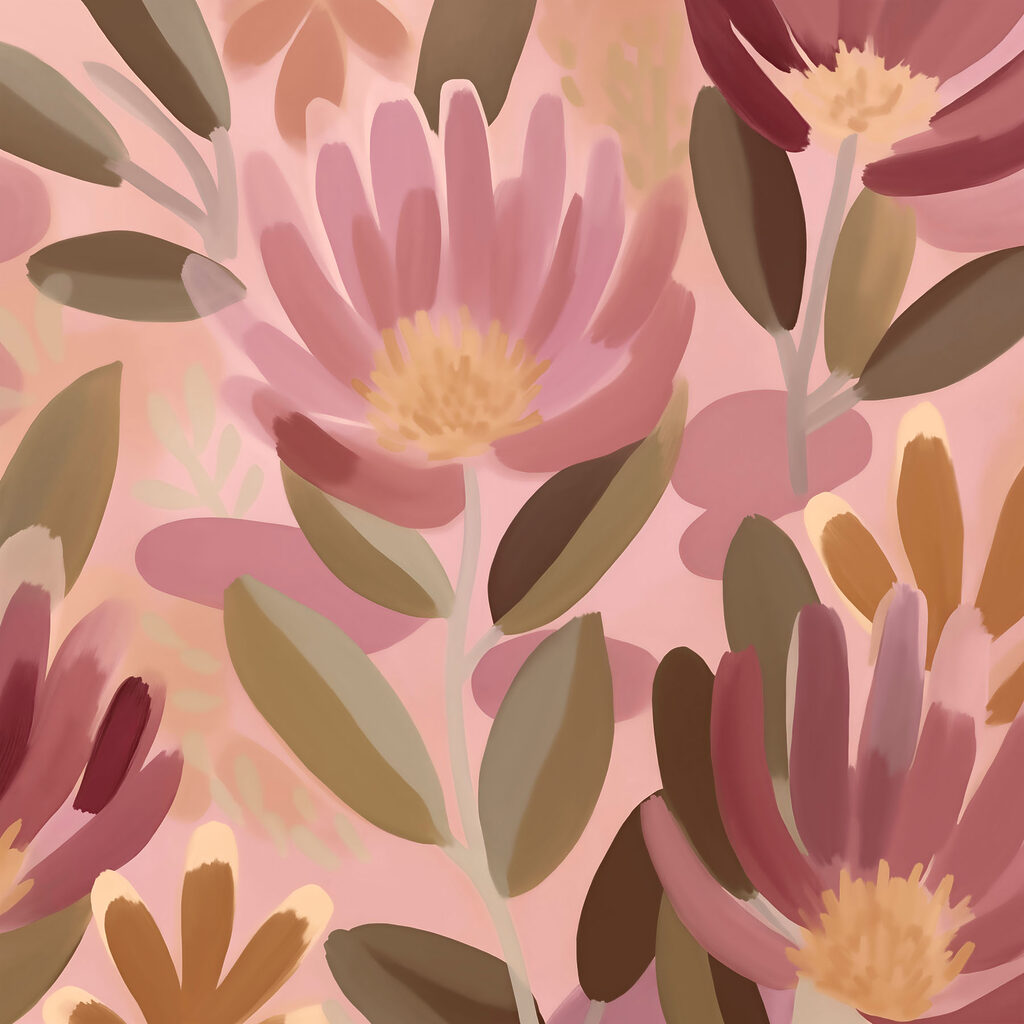 Vibrant flowers in soft hues